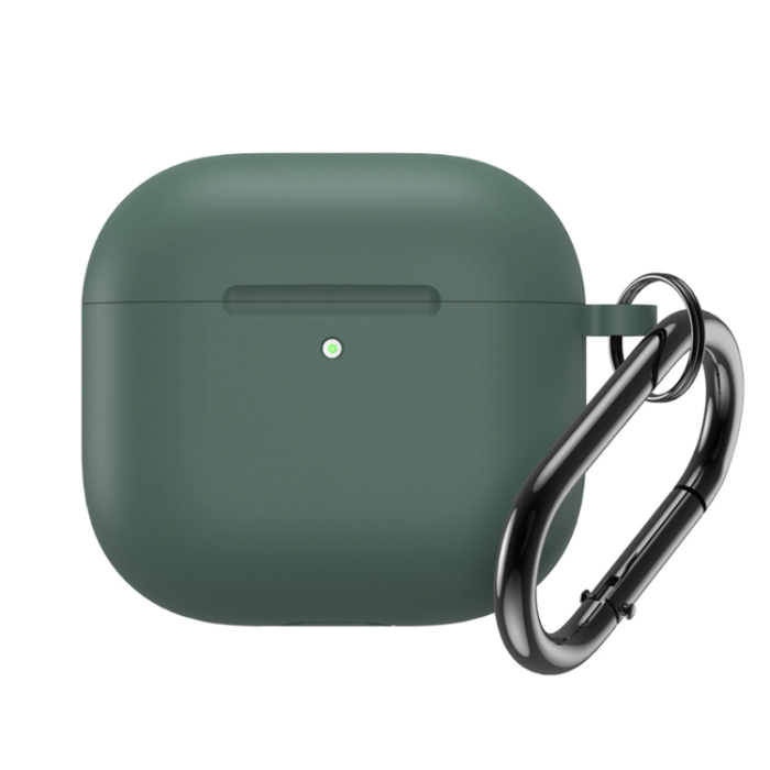 OEM - Airpods 4 Skal Silikon med Carabiner - Mörkgrön