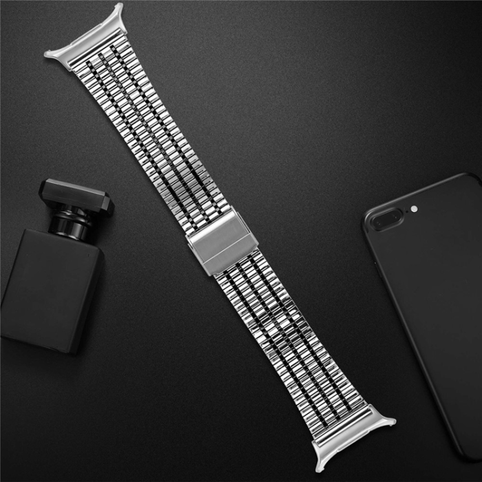 A-One Brand - Galaxy Watch 8/8 Classic (40/44/46mm) Armband Stainless Steel - Silver/Svart