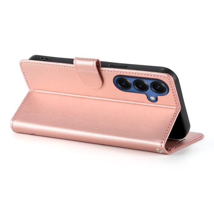 OEM - Samsung Galaxy S26 Plånboksfodral Konstläder Blomtryck - Roséguld