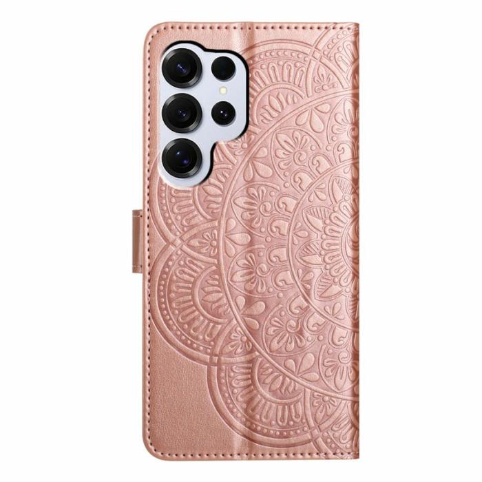 OEM - Samsung Galaxy S26 Ultra Skal Äkta Läder Mandala Mönster - Roséguld