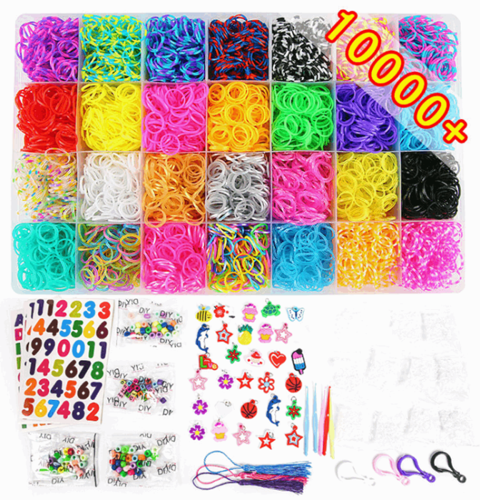 A-One Brand - Loom bands pysselset - 28 olika färger - 11000 st