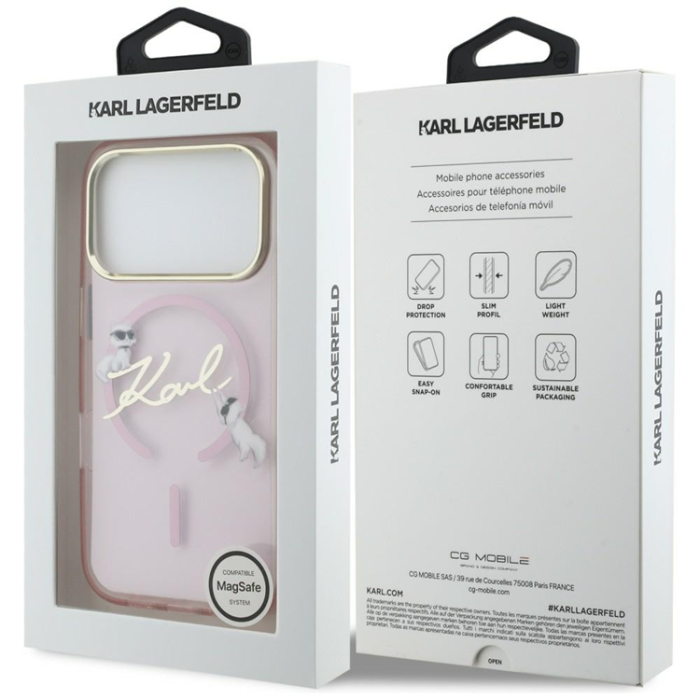 KARL LAGERFELD - Karl Lagerfeld iPhone 17 Pro Max Mobilskal Magsafe IML Choupettes Karl Script