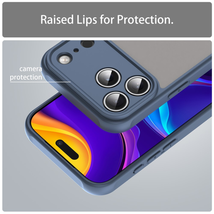 A-One Brand - iPhone 17 Pro Mobilskal Frostade krockkuddar Drop Proof - Blå