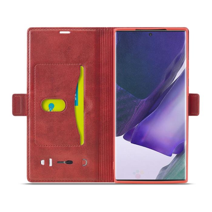 LC.imeeke - LC.IMEEKE Leather Fodral Till Samsung Galaxy Note 20 - Röd