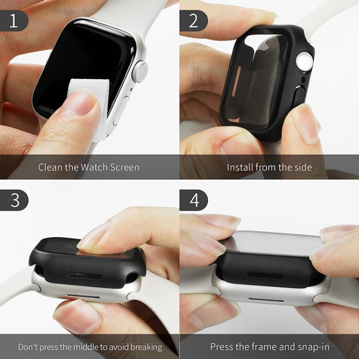 A-One Brand - 2-i-1 Skal med Hädat glas Apple Watch 7/8 (45mm) - Svart