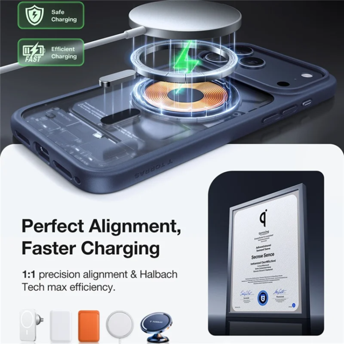 Torras - TORRAS iPhone 17 Pro Mobilskal MagSafe Matte PC + TPU - Mörkblå