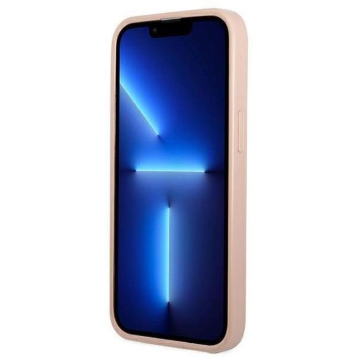 Guess - Guess iPhone 13 Skal Saffiano Triangle Logo Korthållare - Rosa