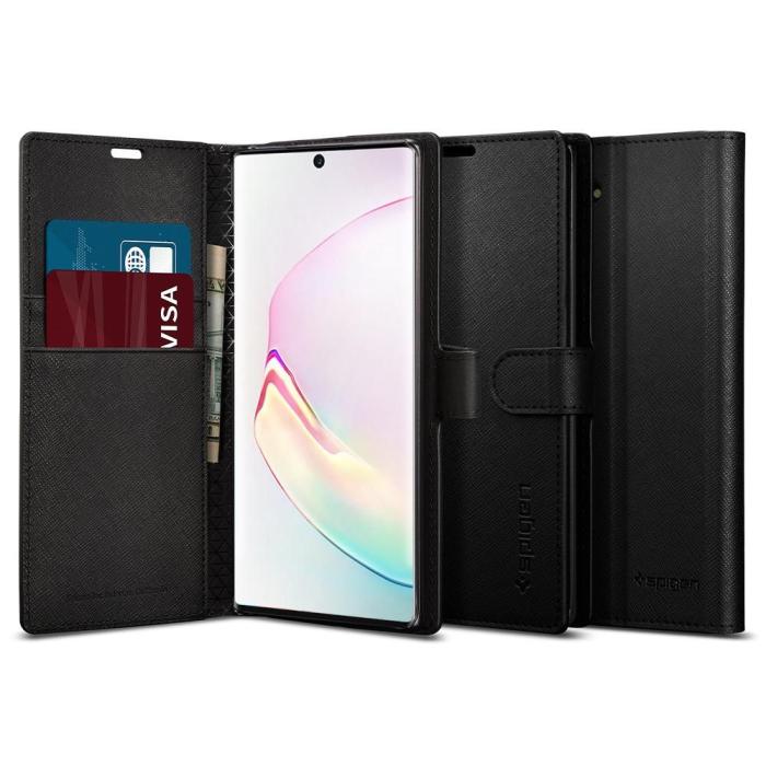UTGATT5 - SPIGEN Plånbok S Galaxy Note 10 Svart