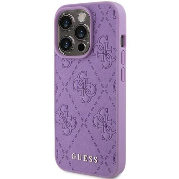 Guess - Guess iPhone 15 Pro Max Mobilskal Läder Stamped - Lila