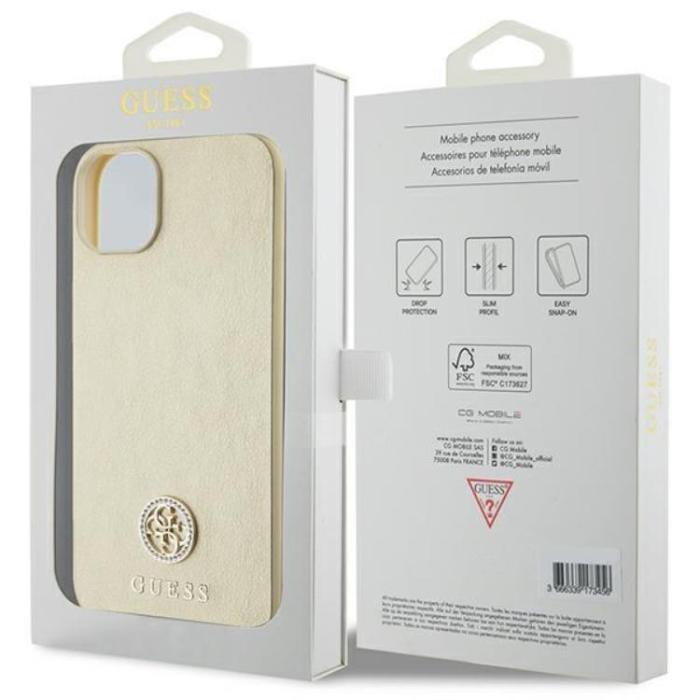 Guess - Guess iPhone 15 Plus Mobilskal Strass Metal Logo - Guld