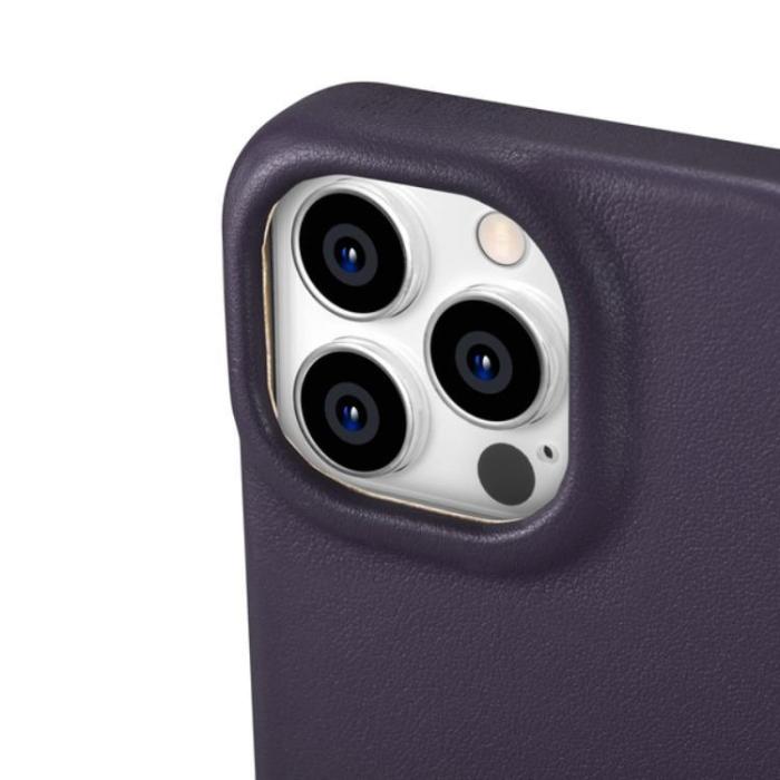 ICARER - iCarer iPhone 14 Pro Plånboksfodral Magsafe CE Läder - Morklila