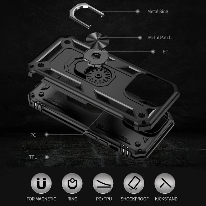 SpareParts - iPhone 14 Pro Max Skal Rotary Kickstand - Svart