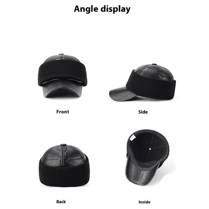 A-One Brand - Herr Basebollkeps med Öronflikar PU-läder - Brun