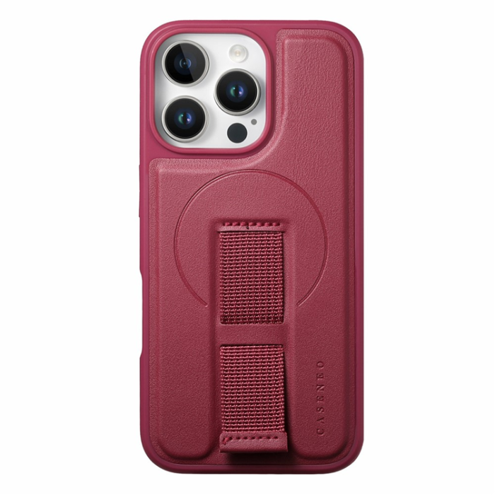 CASENEO - CASENEO iPhone 16 Pro Max Mobilskal MagSafe med Handrem - Röd
