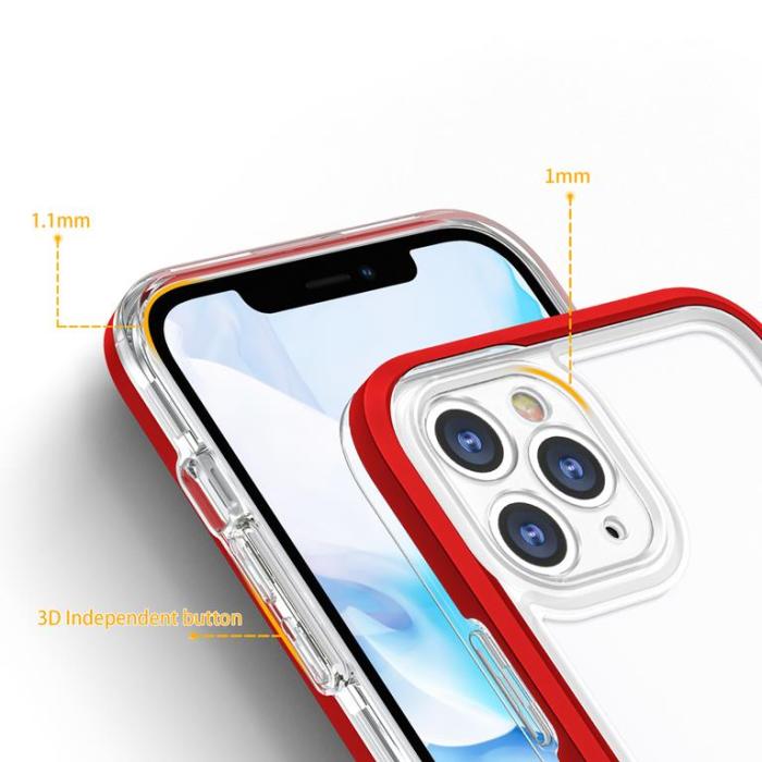 OEM - iPhone 11 Pro Max Skal Clear 3in1 - Röd