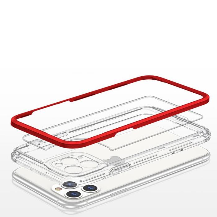 OEM - iPhone 11 Pro Max Skal Clear 3in1 - Röd