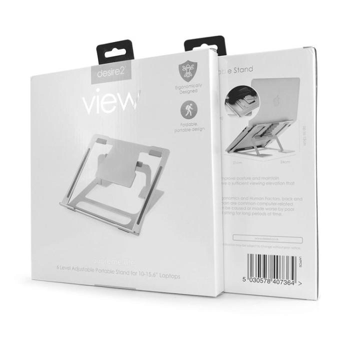 Desire2 - Desire2 Laptopställ Supreme Lite Portable 6 olika höjder - Silver