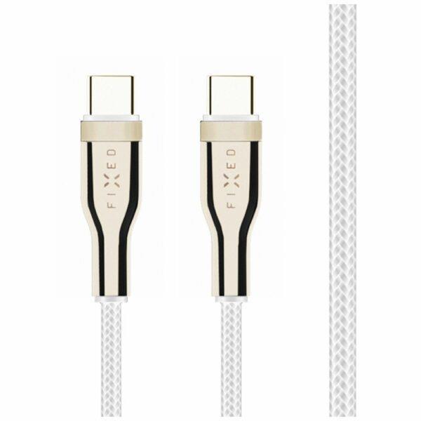 FIXED METAL 100W USB-C/C flätad kabel 1.2m Vit | 3541 | AlltMobil