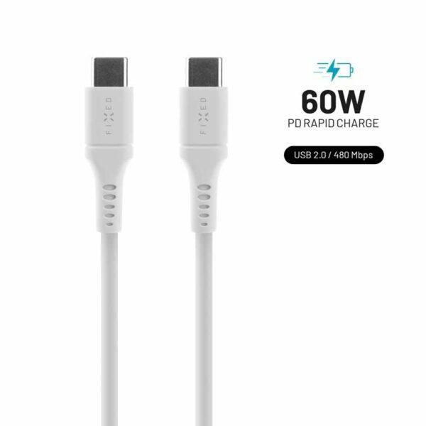 FIXED LIQUID silikonkabel 60W USB-C/C 0.5m Vit | 3541 | AlltMobil