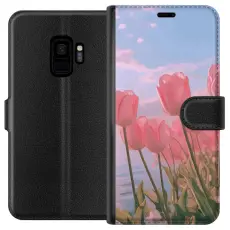 Gustaf - Pl&aring;nboksfodral till Samsung Galaxy S9 med Rosa Tulpaner