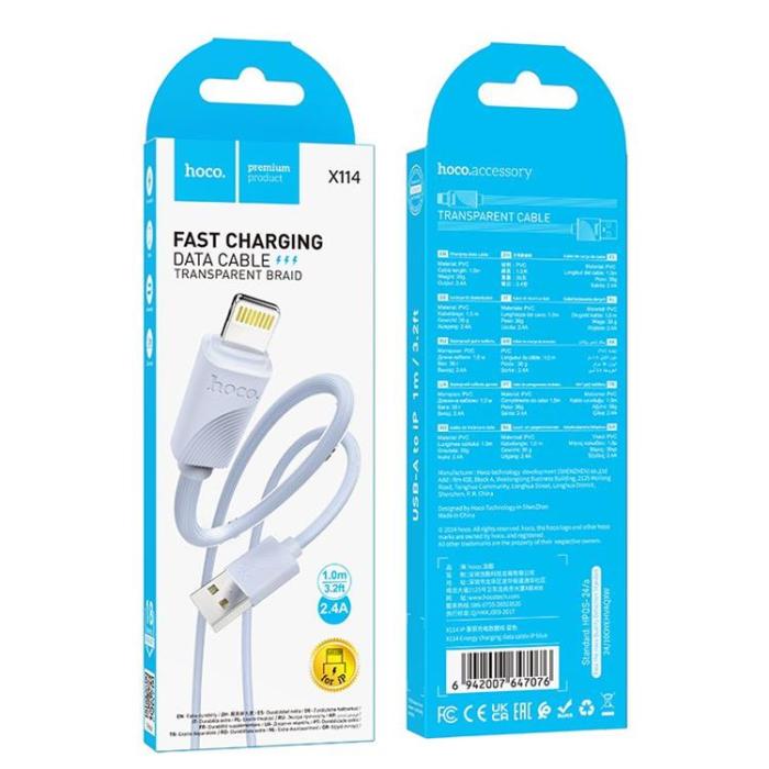 Hoco - HOCO USB-A - Lightning 2.4A Kabel 1m X114 - Blå