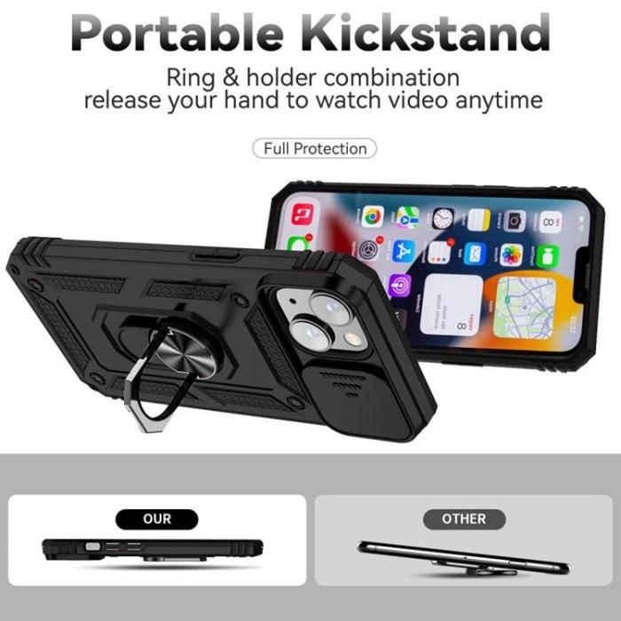 OEM - iPhone 14 Plus Skal Ringhållare Kickstand - Svart