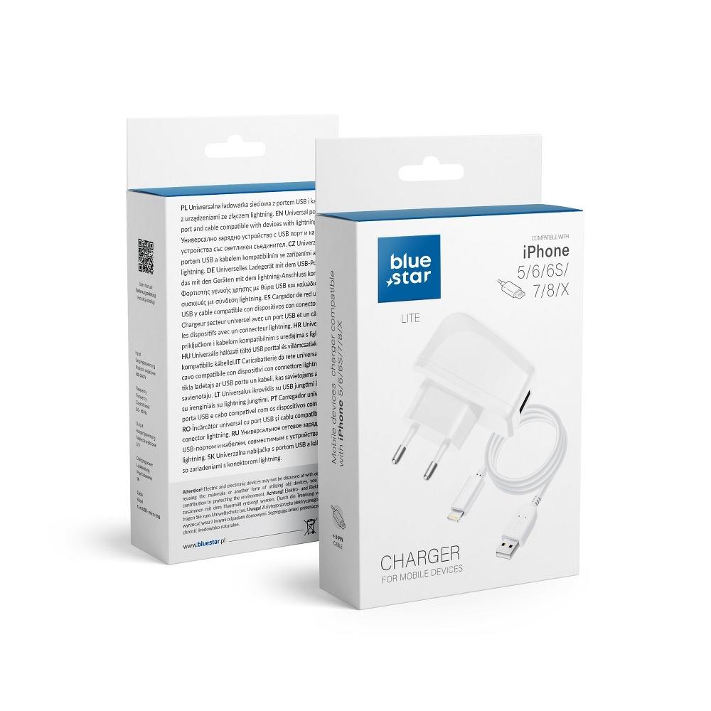 Travel Charger till iPhone 5/6/6s/7/8/X Blue Star Lite Vit | 2353 | AlltMobil