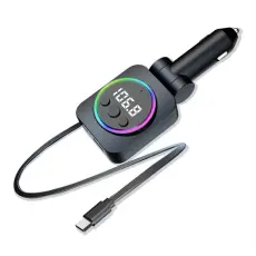OEM - C76 PD 30W Billaddare med Utdragbar Kabel och Bluetooth FM S&auml;ndare
