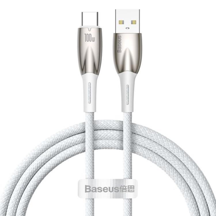 Baseus USB-C till USB-A kabel 1M Glimmer Series - Vit | 3541 | AlltMobil