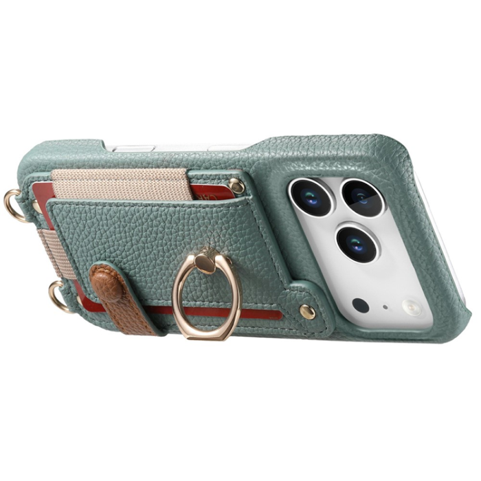 A-One Brand - iPhone 17 Pro Max Mobilskal med Korthållare Ring Kickstand - Blå