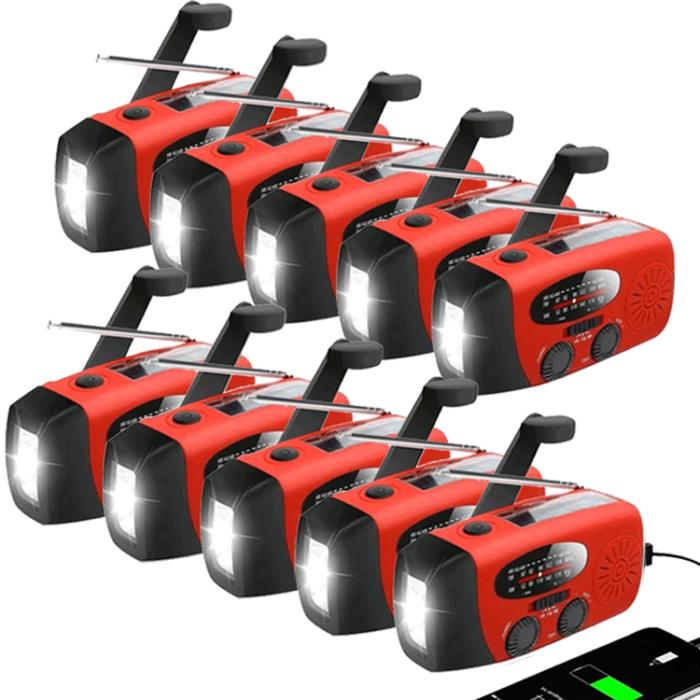 UTGATT1 - [10 PACK] Vevradio 2000mAh Powerbank, Solceller - Röd