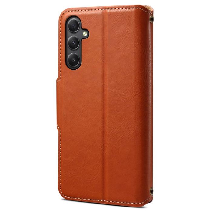 DENIOR - DENIOR Samsung Galaxy A34 5G Plånboksfodral Konstläder - Brun