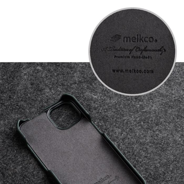 Melkco - MELKCO iPhone 14 Plus Litchi Textur Vertikalt Flipfodral Äkta Läder Blå