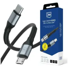 3MK - 3MK USB-C till Micro-USB 10W Kabel 5V/2A 3m N-SERIES Hyper - Svart