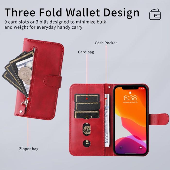 OEM - ABEEL Mobilskal till Samsung Galaxy S26 Ultra KonstLäder Med Fickor - Röd