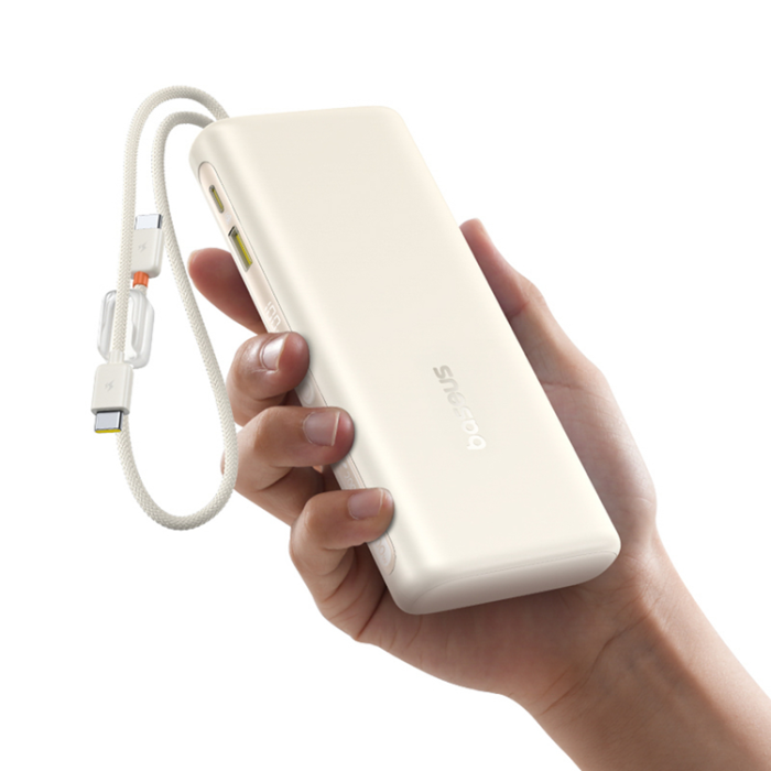 BASEUS - Baseus Powerbank 20000mAh Dual USB-C Kable 100W - Vit