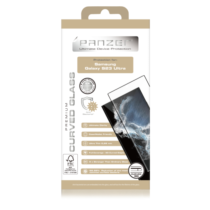 UTGATT1 - Panzer Galaxy S23 Ultra Härdat glas - Svart