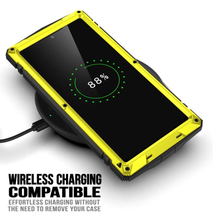 R-JUST - R-JUST Mobilskal till Galaxy S22 Ultra 5G Metall+Silicone Gul