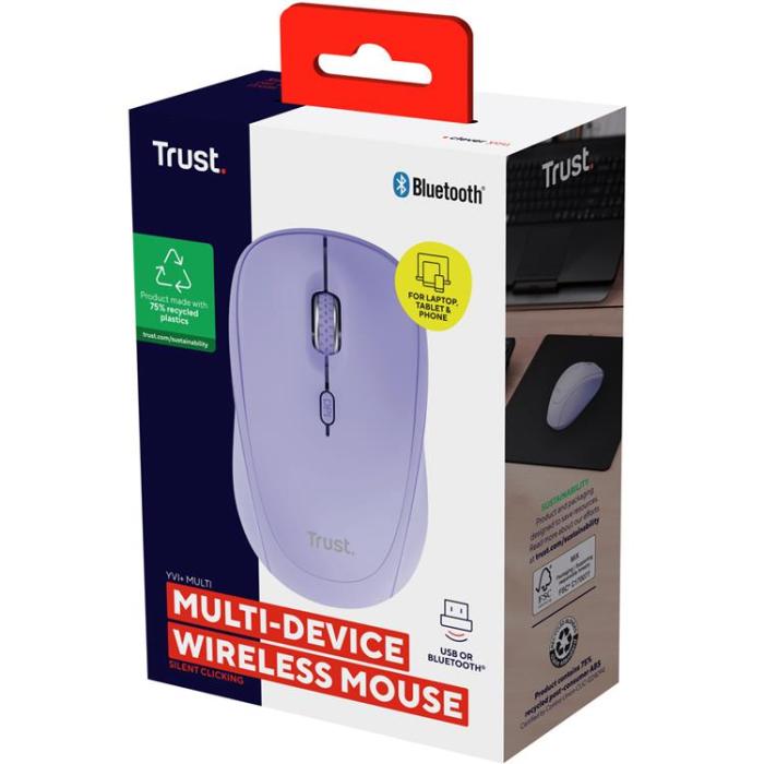 Trust - Trust Yvi+ Trådlös mus Bluetooth / 2.4 GHz Lila