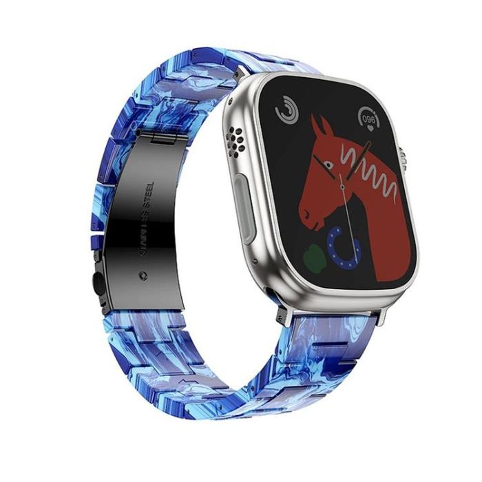 Forcell - Forcell Apple Watch (42/44/45/49mm) Armband Marble Resin - Blå