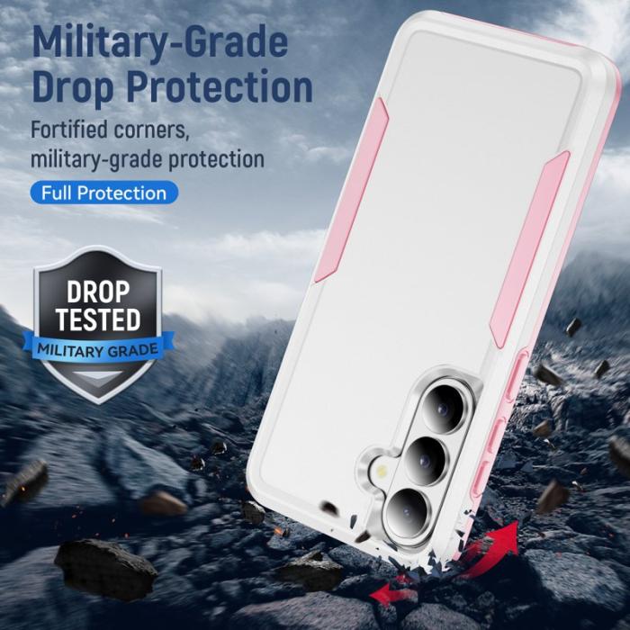 OEM - Mobilskal för Samsung Galaxy S26 PC + TPU Militärklassad - Vit + Rosa