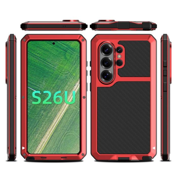 OEM - Mobilskal för Samsung Galaxy S26 Ultra Silikon + Metall - Röd