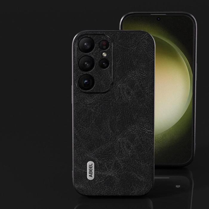 ABEEL - ABEEL Mobilskal till Samsung Galaxy S24 Ultra Läder Fantasy Lychee Svart