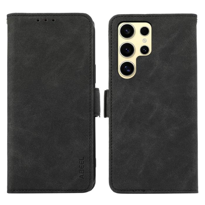 ABEEL - ABEEL Mobilskal till Samsung Galaxy S24 Ultra Konstläder RFID-Skydding Svart