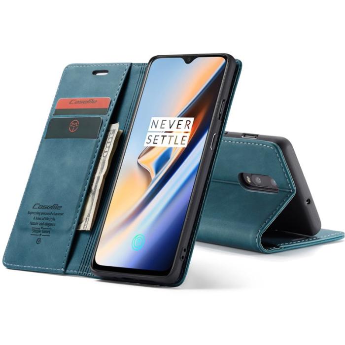 Caseme - CASEME 013 Flip Konstläder Plånboksfodral för OnePlus 7 - Blå