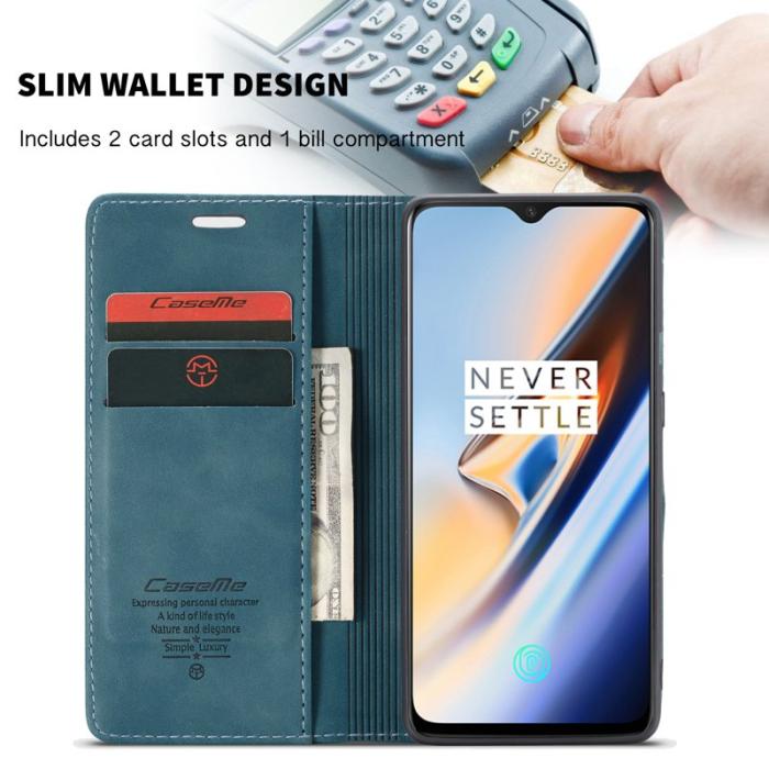 Caseme - CASEME 013 Flip Konstläder Plånboksfodral för OnePlus 7 - Blå