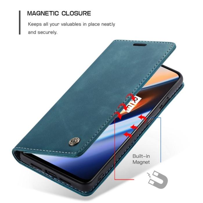 Caseme - CASEME 013 Flip Konstläder Plånboksfodral för OnePlus 7 - Blå
