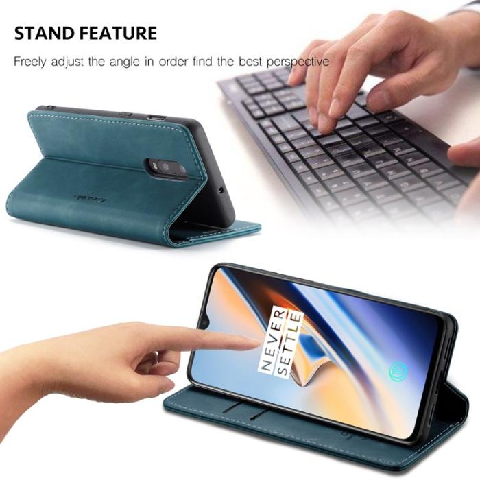 Caseme - CASEME 013 Flip Konstläder Plånboksfodral för OnePlus 7 - Blå
