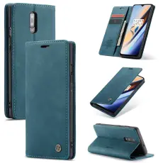 Caseme - CASEME 013 Flip Konstl&auml;der Pl&aring;nboksfodral f&ouml;r OnePlus 7 - Bl&aring;