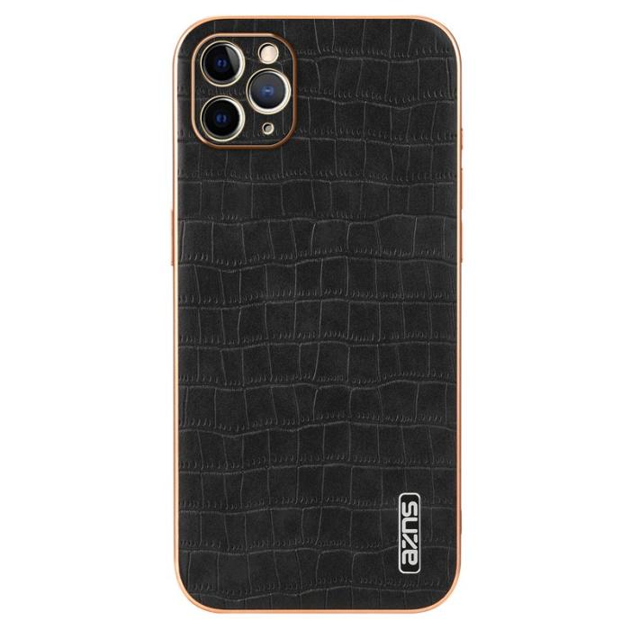 AZNS - AZNS iPhone 11 Pro Max Fodral Crocodile Textur PU+TPU - Svart